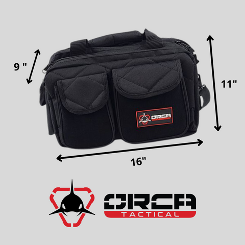 Orca Tactical Gun Range Bag Compact Handgun Pistol Duffel Carrier - Black