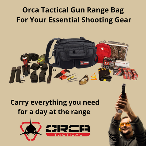Orca Tactical Gun Range Bag Compact Handgun Pistol Duffel Carrier - Black