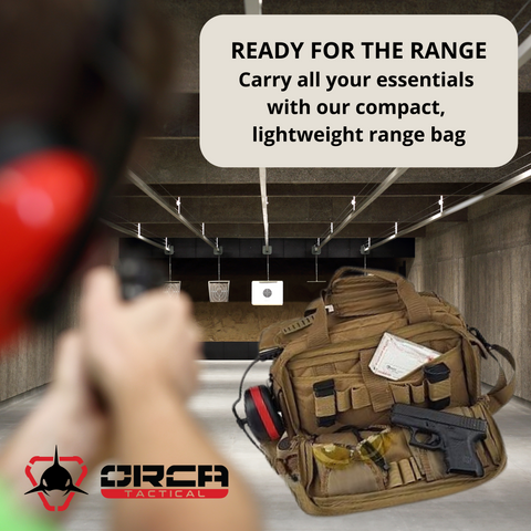 Orca Tactical Gun Range Bag Compact Handgun Pistol Duffel Carrier - Coyote Brown