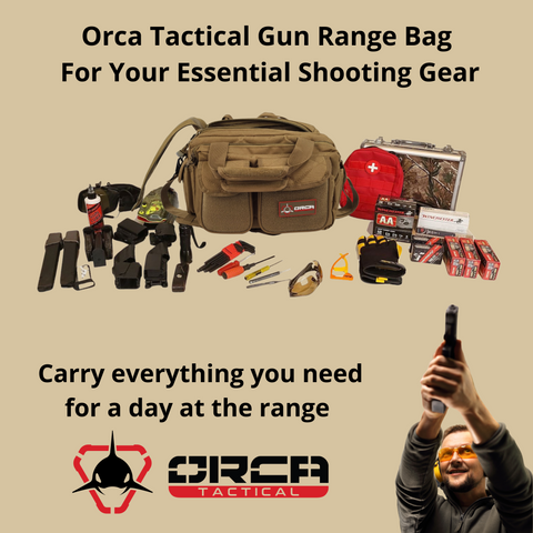 Orca Tactical Gun Range Bag Compact Handgun Pistol Duffel Carrier - Coyote Brown