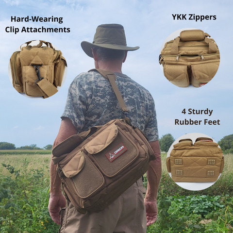 Orca Tactical Gun Range Bag Compact Handgun Pistol Duffel Carrier - Coyote Brown