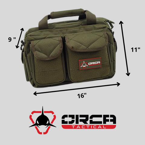 Orca Tactical Gun Range Bag Compact Handgun Pistol Duffel Carrier - OD Green