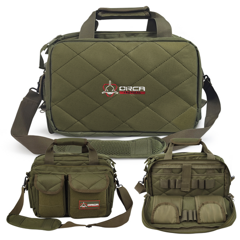 Orca Tactical Gun Range Bag Compact Handgun Pistol Duffel Carrier - OD Green