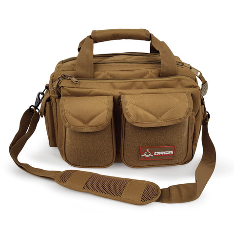 Orca Tactical Gun Range Bag Compact Handgun Pistol Duffel Carrier - Coyote Brown