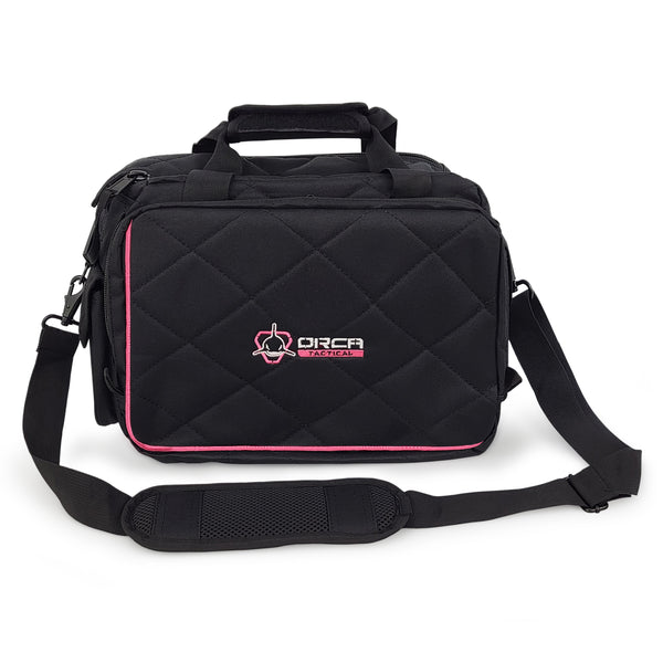 Orca Tactical Gun Range Bag for Women | Pistols Handguns and Ammo Duffel Carrier - Black Pink