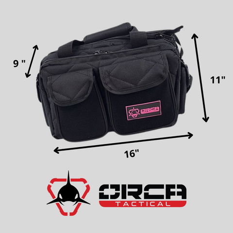 Orca Tactical Gun Range Bag for Women | Pistols Handguns and Ammo Duffel Carrier - Black Pink