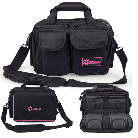 Orca Tactical Gun Range Bag for Women | Pistols Handguns and Ammo Duffel Carrier - Black Pink